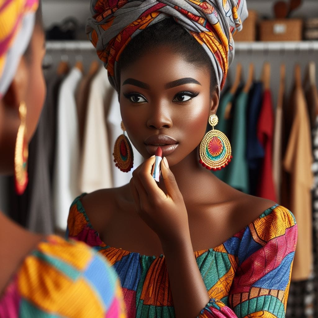 Image-of-an-African-person-applying-make up-to-go-to-work.