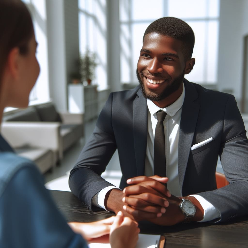 a-manager-black-man-and-employee-sitting-face-to-face-at-a-desk-having-a-conversation