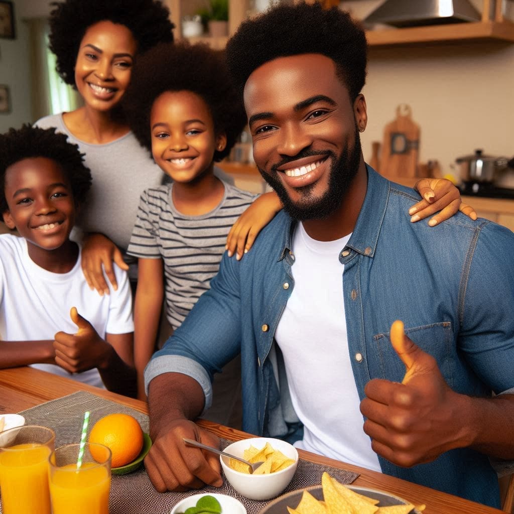 a man having a nice time with his family at home- effort and ease