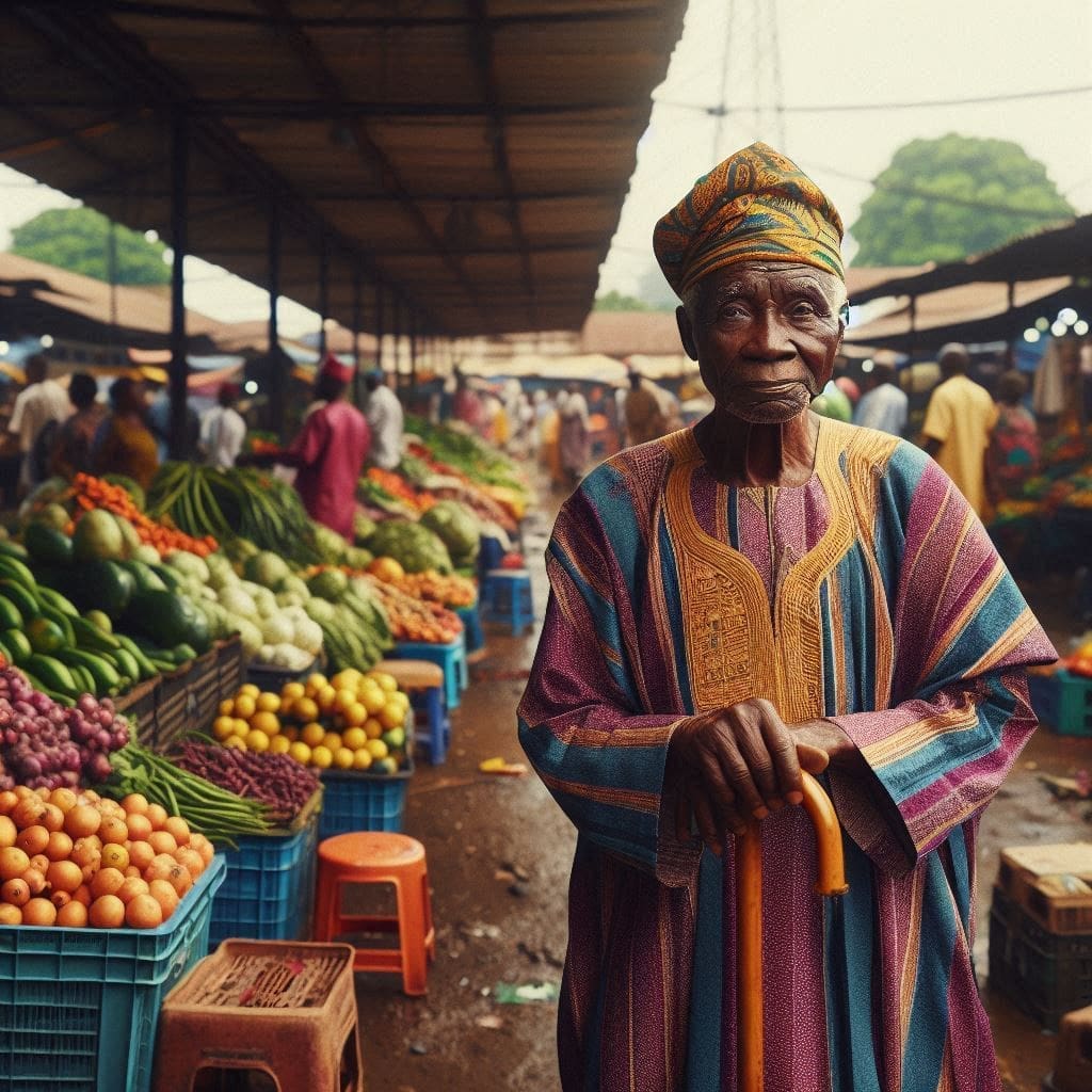 an old Nigerian man walking with the help of a stick- glaucoma