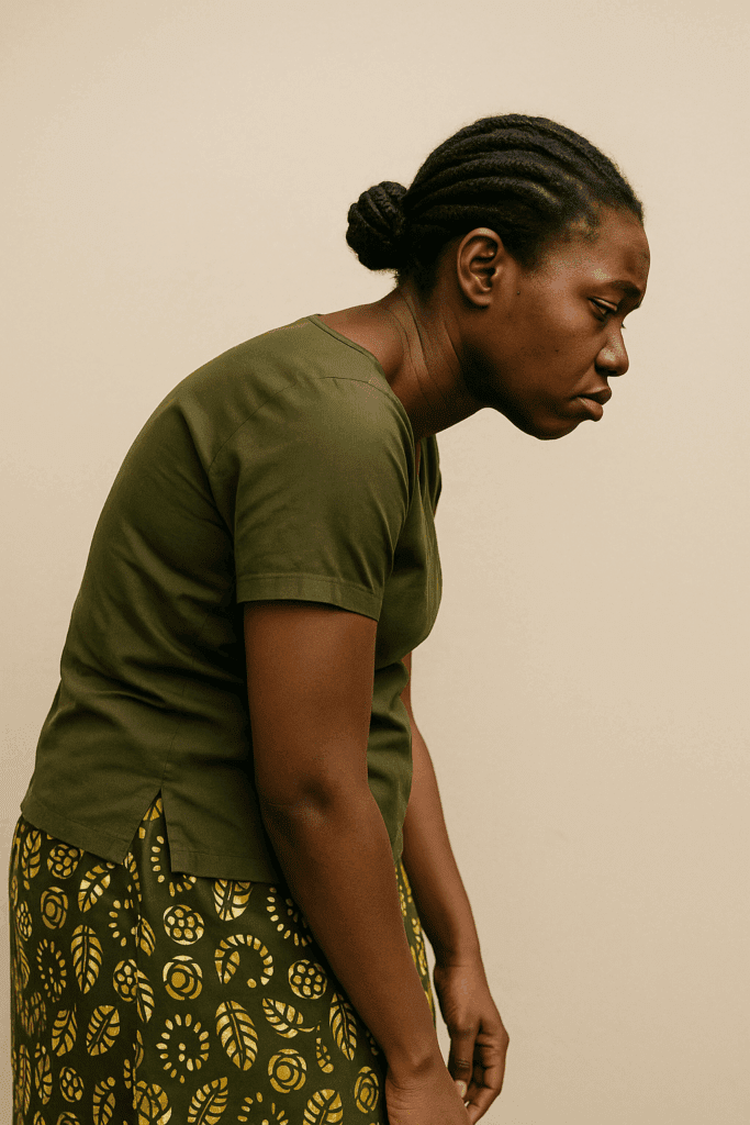 a lady wit bent back- slouching