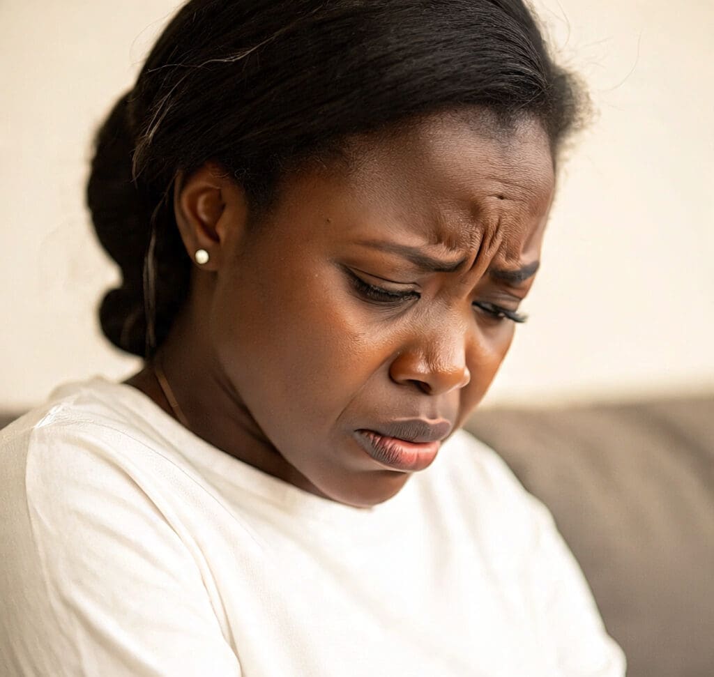 a very sad lady-emotional pain